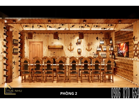 thi công hầm rượu nhà hàng GÒ CÔNG -Q8